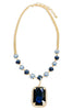 TWT® Laine Navy and Gold Pendant Stone Link Necklace