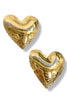 Love You Big Gold Hammered Heart Earrings