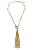 Take A Look Gold Tassel Y Necklace