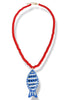 In The Tropics Blue Red Fish Beaded Necklace