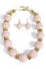 Now or Never Light Pink Ball & Gold Nugget Statement Necklace