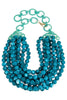 TWT® Laura Teal Smooth Bead 7 Strand Necklace