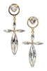 Shine a Little Love Gold and Clear Oval Cross Dangle Earrings