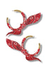 Here For A Time Red Bandana Hoop Earrings