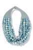Carla 7 Strand Blue Marble Smooth Bead Statement Necklace