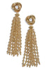 Over The Top Champagne Fringe Bead & Love Knot Earrings