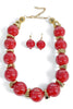 Now or Never Red Ball & Gold Nugget Statement Necklace