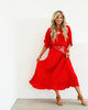 TWT®  One Truth Red Satin Short Sleeve Top