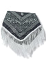 Bring It Out Black Western Fringed Paisley Print Scarf