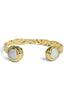 In The Know Cream and Gold Round Pearl Hammered Cuff Bracelet