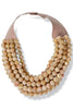 Carla 7 Strand Mauve Taupe Smooth Bead Statement Necklace