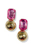 On The Go Metal Ball Rose Glass Dangle Earrings