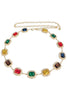 Heard You Call Multi Crystal Gem Metal Chain Belt