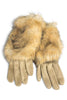 Tasha Beige Vegan Fur Cuff Suede Gloves