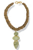 Virtue Triple Gemstone Pendant Chocolate/Prehnite Gemstone Heishi Necklace