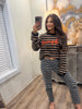 Pumpkin Script Black And Taupe Long Sleeve Knit Sweater