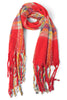 Here She Comes Red Plaid Oversized Oblong Scarf