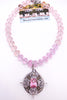 Pink & White Quartz Cross Chandelier Crystal Necklace | Rockstar In Rome