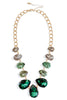 Knowing Worth Green Glass Stone Gold Chain Necklace