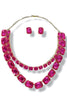 Stepping Out Fuchsia Glass Stone Layered Necklace