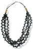 Nova Black Layered Wood Disk Cord Necklace