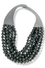 Carla 7 Strand Black Faceted Bead Statement Necklace
