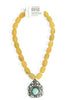 Made In The Deep South 1960s Dress Clip 1960s Yellow Agate Beads Necklace