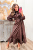 Marie Brown Long Sleeve Midi Dress