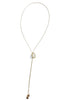 Kiss and Tell Gold and Cream Lariat Necklace