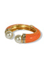 Elaine Orange Pearl Hinge Cuff Bracelet