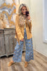 Ava Faux Suede Camel Fringe Long Sleeve Jacket