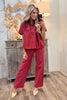 Stand Near Me Burgundy Short Sleeve Blouse