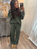 Catch Up Dark Olive Wide Leg Pant Set