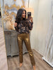 Kelly Bronze High Rise Fab Ab Ankle Flare Jean