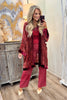 Luxe Velvet Gleaming Paisley Burn Out Burgundy Kimono