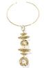 All The Time Cream and Gold Oval & Teardrop Drop Choker Necklace
