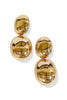Over The Limit Gold Glossy Oval Earrings