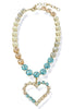 Sienna by TOVA Lovey Champagne Aqua Mix Small Heart Necklace