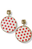 Taking A Second White Round Red Polka Dot Drop Earrings