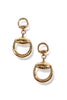 Turning Back Gold Double Horsebit Drop Earrings