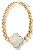 Stay Connected White Clover Pendant Beaded Necklace