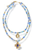 Crossing Paths Blue Layered Beaded Charm Necklace
