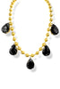 Yochi Gold Black Teardrop Bead Necklace