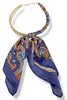 Maisey Navy Orange Silk Scarf Wrapped Collar Necklace