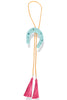 Lucky Turquoise Horseshoe Fuchsia Tassel Golden Yellow Bolo Necklace