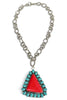 Virtue Zaya Red and Silver Gemstone Pendant Twisted Rope Necklace