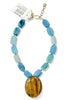 Made In The Deep South 1960s Tiger Eye 1970s Blue Agate Necklace