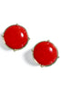 Simple Living Red Round Earrings