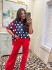 Feeling Patriotic Navy Polka Dot Short Sleeve Top
