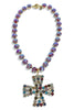 Presley Purple Crystal Cross Necklace